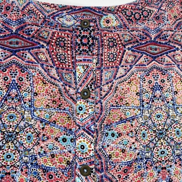 Anthropologie Sidney Maeve Silk Printed 3/4 Sleeve Button‎ Back Tunic Blouse 6 - Picture 7 of 11